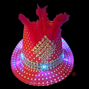 SOMBRERO GUAPO FUCSIA CON LUNARES BLANCOS DECO PLATEADO CON LUZ x 1